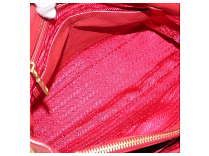 PRADA Hand Bag Leather 2way Red Gold - vista 27