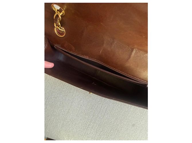 Borsa Chanel Medium Classic Envelope Flap Bag Pelle di Agnello Marrone - vista 11