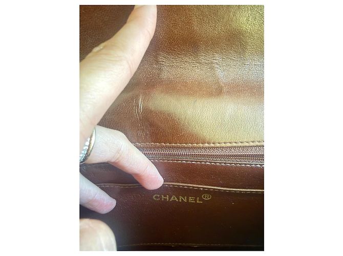 Borsa Chanel Medium Classic Envelope Flap Bag Pelle di Agnello Marrone - vista 12