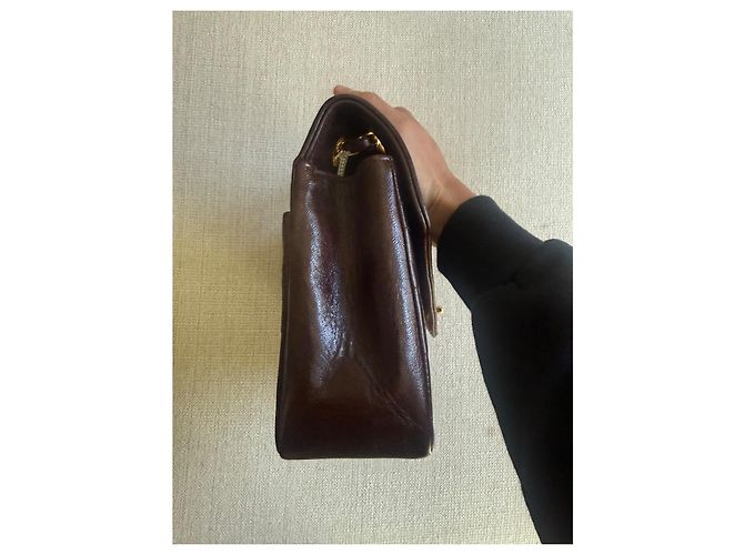 Borsa Chanel Medium Classic Envelope Flap Bag Pelle di Agnello Marrone - vista 5