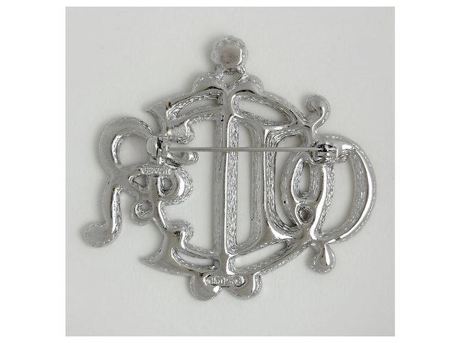 Broche Christian Dior de strass prateado - vista 2