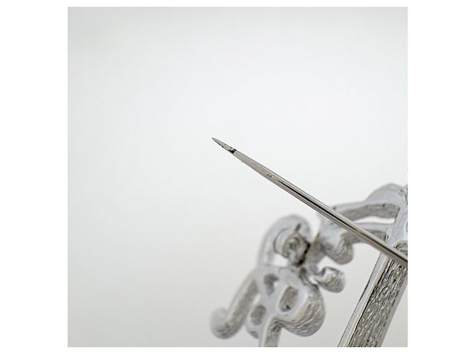 Broche Christian Dior de strass prateado - vista 3