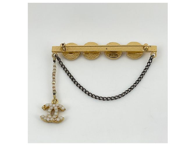 Broche Chanel banhada a ouro com pérola artificial - vista 2