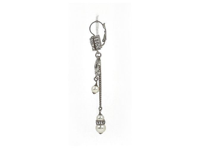 Orecchini Chanel placcati in argento con perle sintetiche - vista 2