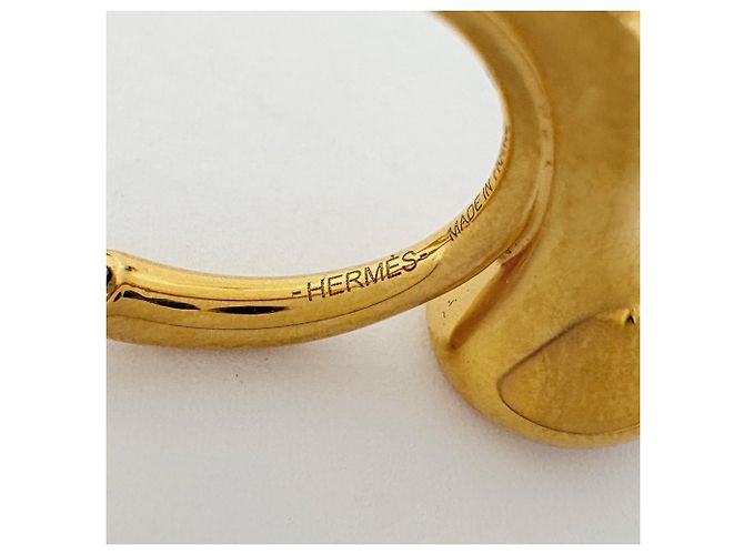 Hermès Orecchini a lobo Hermes in pelle oro e rosa - vista 4