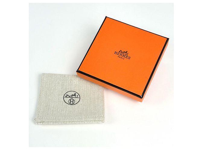 Hermès Orecchini a lobo Hermes in pelle oro e rosa - vista 5