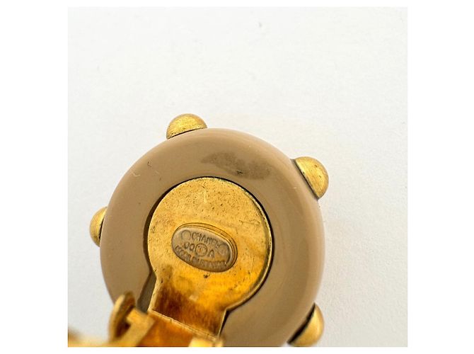Orecchini a clip Chanel Coco Mark beige e oro - vista 4