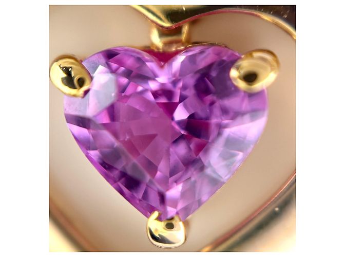Collana con pendente a cuore in oro giallo e zaffiri rosa Boucheron - vista 2