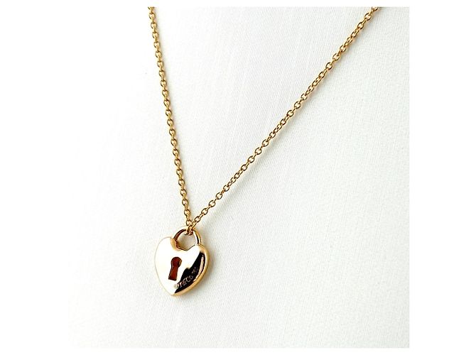Autre Marque Collana con pendente Tiffany & Co. Mini Lock Heart in oro rosa - vista 2