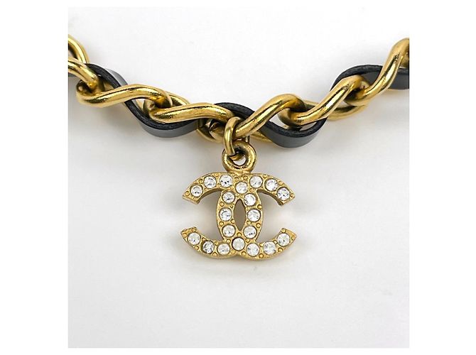Collar Chanel chapado en oro con strass - vista 2