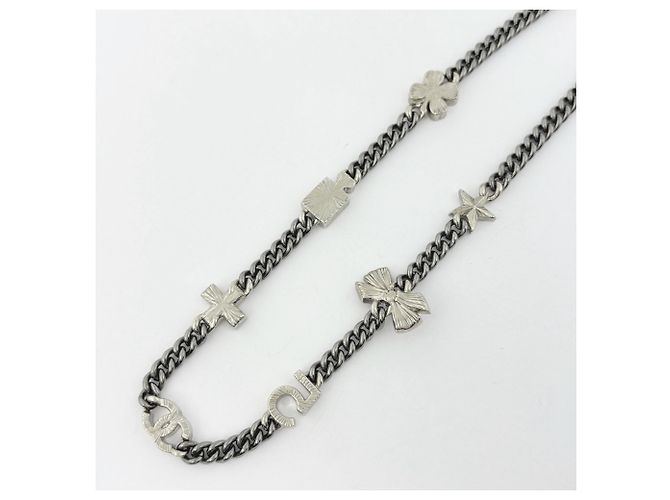 Collier Chanel en strass argenté - vue 2