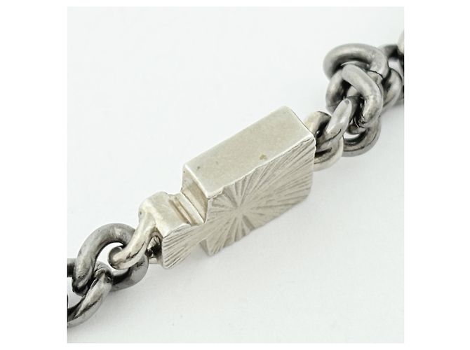Collier Chanel en strass argenté - vue 4