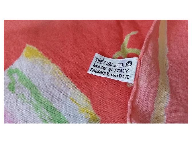 Chanel Foulard in Cotone Corallo Motivo CC - vista 5