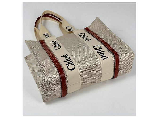 Bolso Tote Mediano Chloé Woody de Lona - vista 2