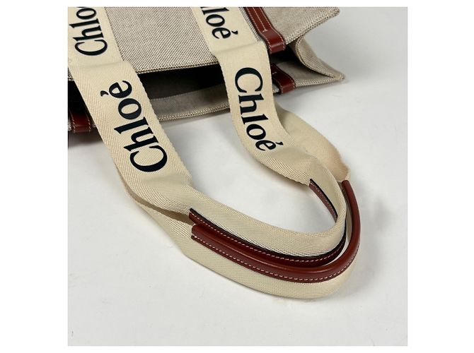 Bolso Tote Mediano Chloé Woody de Lona - vista 4