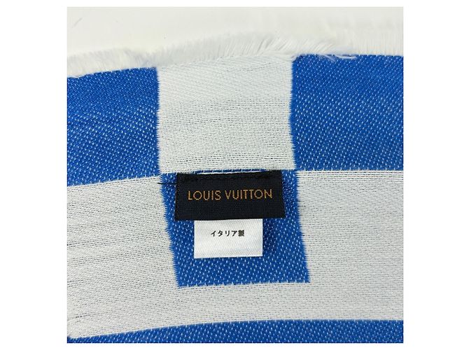 Stola in cotone blu e bianca Louis Vuitton - vista 5