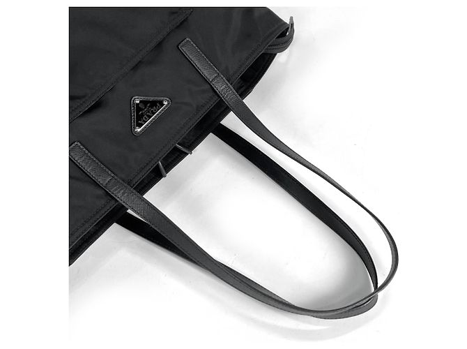 Borsa Tote Prada in nylon e pelle nera - vista 5