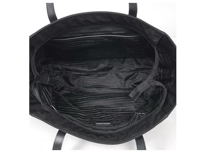 Borsa Tote Prada in nylon e pelle nera - vista 6