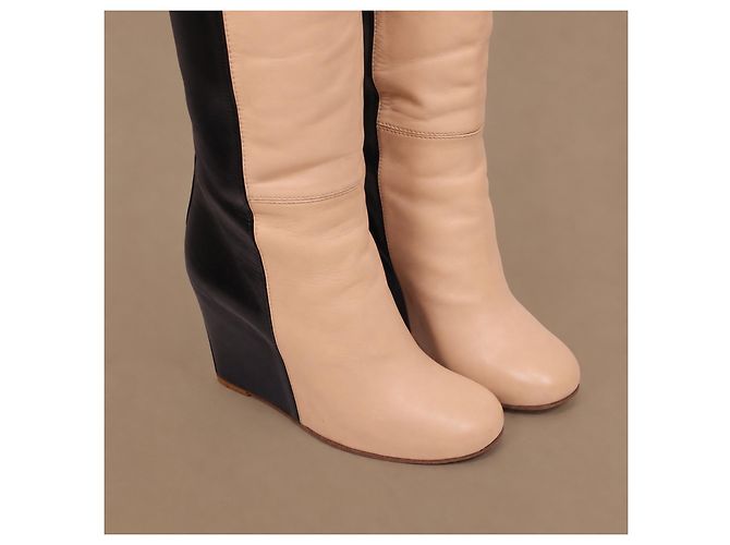 Céline Celine Phoebe Philo Bicolor Leder Keilabsatzstiefel - Ansicht 10