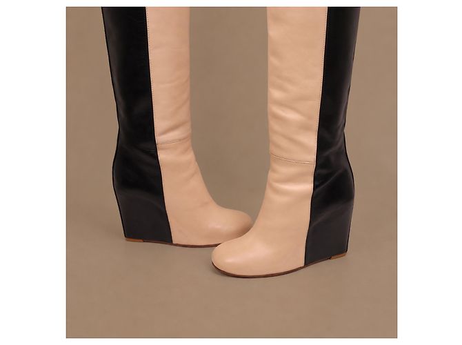 Céline Celine Phoebe Philo Bicolor Leder Keilabsatzstiefel - Ansicht 11