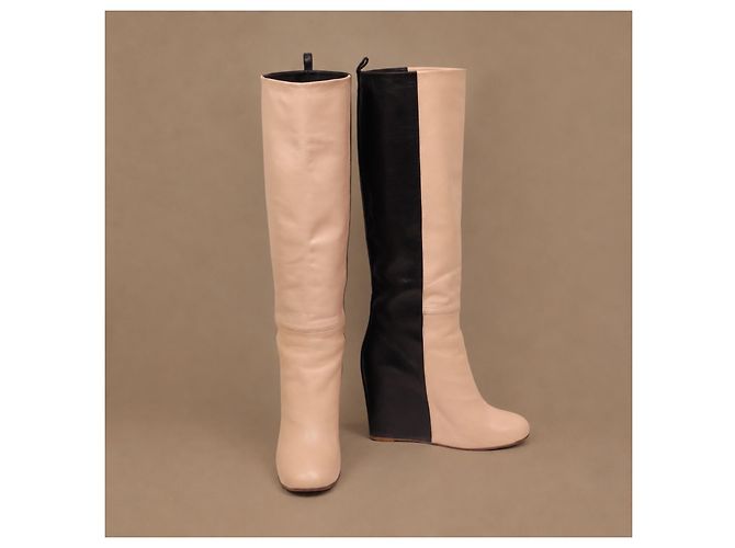 Céline Celine Phoebe Philo Bicolor Leder Keilabsatzstiefel - Ansicht 2