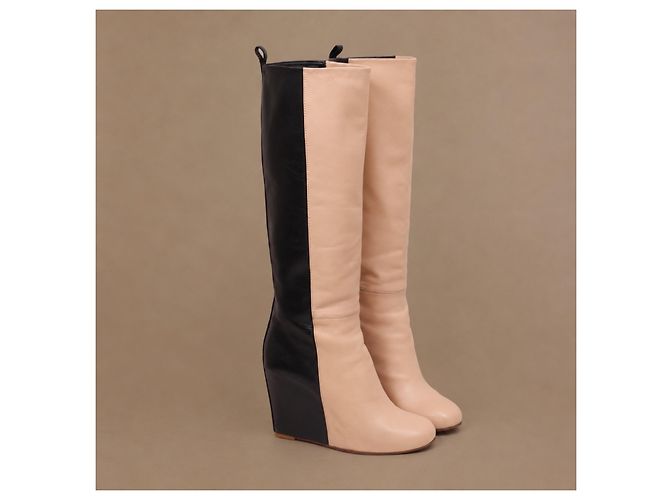 Céline Celine Phoebe Philo Bicolor Leder Keilabsatzstiefel - Ansicht 3