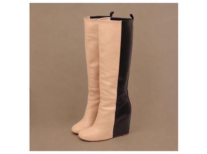 Céline Celine Phoebe Philo Bicolor Leder Keilabsatzstiefel - Ansicht 5