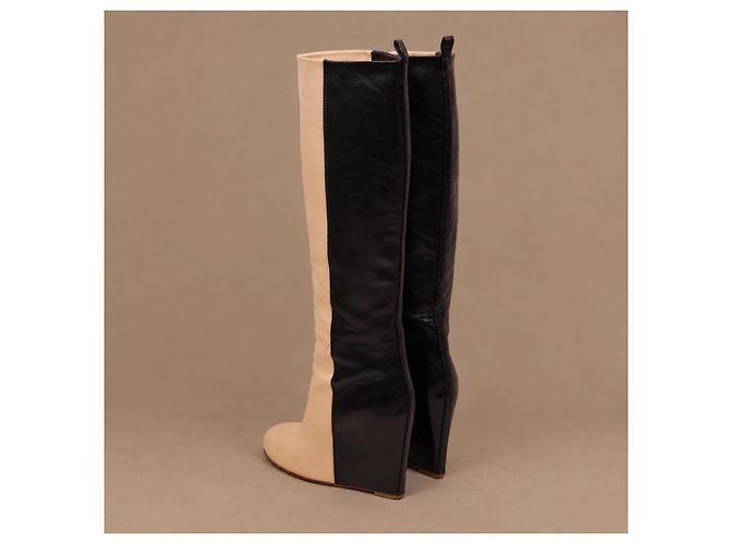 Céline Celine Phoebe Philo Bicolor Leder Keilabsatzstiefel - Ansicht 6