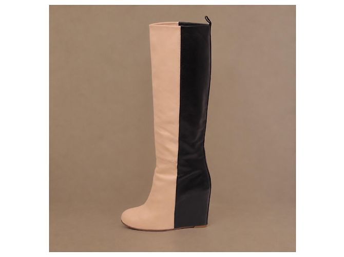Céline Celine Phoebe Philo Bicolor Leder Keilabsatzstiefel - Ansicht 8