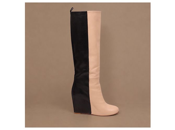 Céline Celine Phoebe Philo Bicolor Leder Keilabsatzstiefel - Ansicht 9