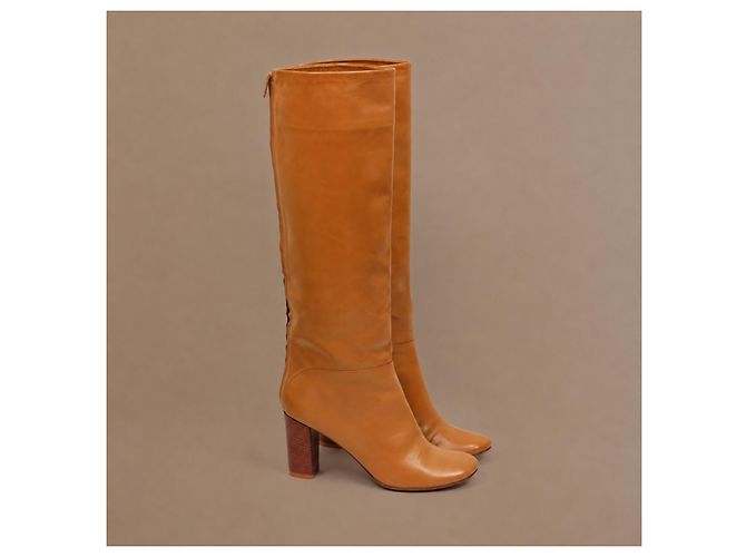 Céline Celine Stivali alti in pelle marrone - vista 4