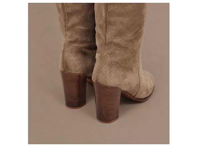Céline Celine Kniehohe Stiefel aus grauem Wildleder - Ansicht 11