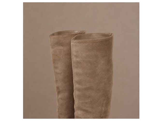 Céline Celine Kniehohe Stiefel aus grauem Wildleder - Ansicht 13