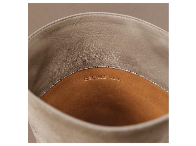 Céline Celine Kniehohe Stiefel aus grauem Wildleder - Ansicht 15
