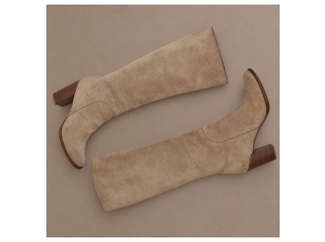 Céline Celine Kniehohe Stiefel aus grauem Wildleder - Ansicht 18