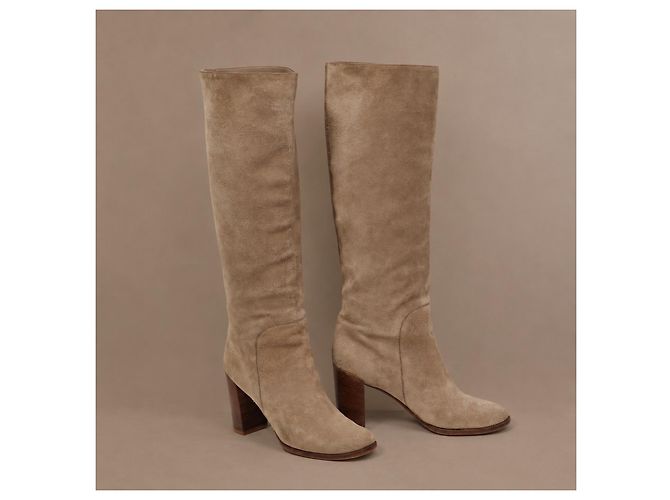 Céline Celine Kniehohe Stiefel aus grauem Wildleder - Ansicht 2