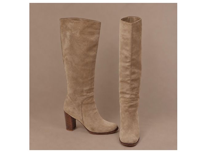 Céline Celine Kniehohe Stiefel aus grauem Wildleder - Ansicht 3