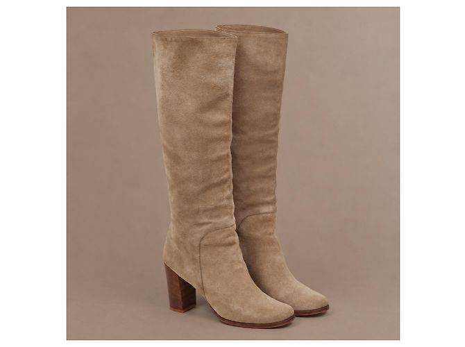 Céline Celine Kniehohe Stiefel aus grauem Wildleder - Ansicht 4