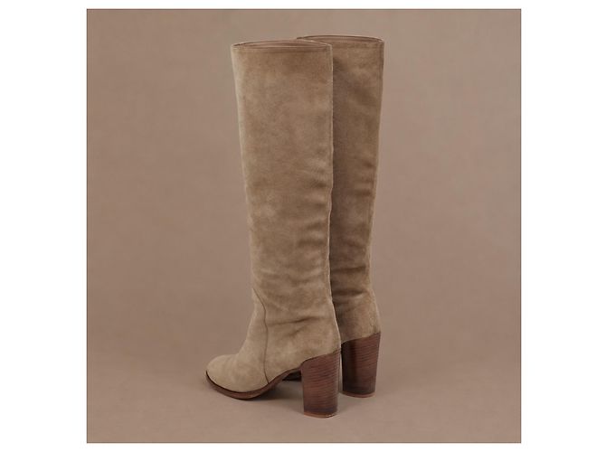 Céline Celine Kniehohe Stiefel aus grauem Wildleder - Ansicht 5