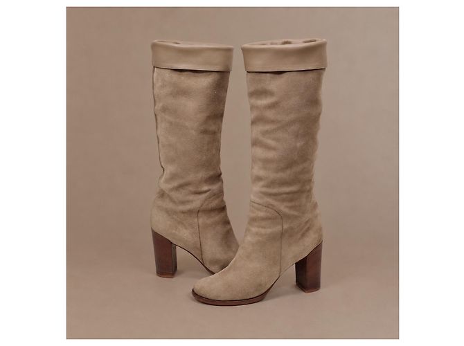 Céline Celine Kniehohe Stiefel aus grauem Wildleder - Ansicht 6