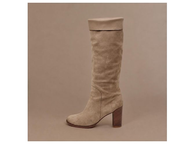 Céline Celine Kniehohe Stiefel aus grauem Wildleder - Ansicht 7