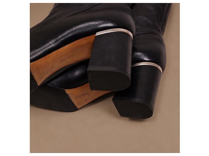 Céline Stivali Cuissard in Pelle Nera - vista 18