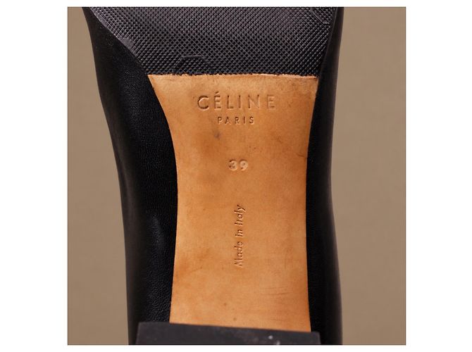 Céline Stivali Cuissard in Pelle Nera - vista 20