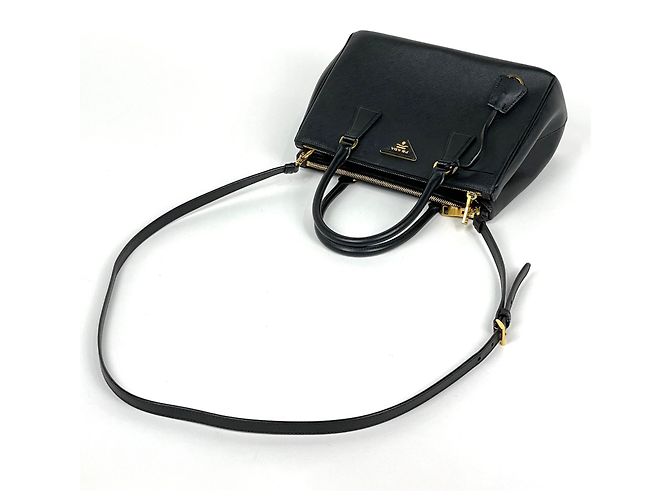Borsa 2-Way Prada Galleria in pelle Saffiano nera - vista 9
