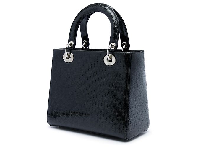 Dior Black Medium Metallic Patent Microcannage Lady Dior - vista 2