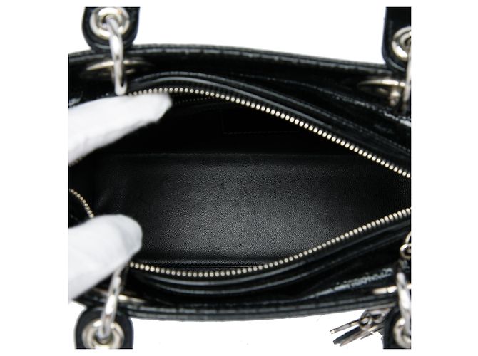 Dior Black Medium Metallic Patent Microcannage Lady Dior - vista 4