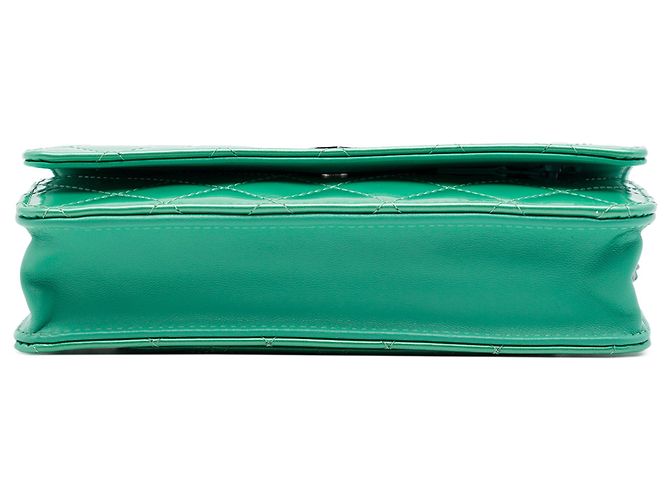 Portafoglio Chanel Green CC Quilted Patent Wallet On Chain - vista 3