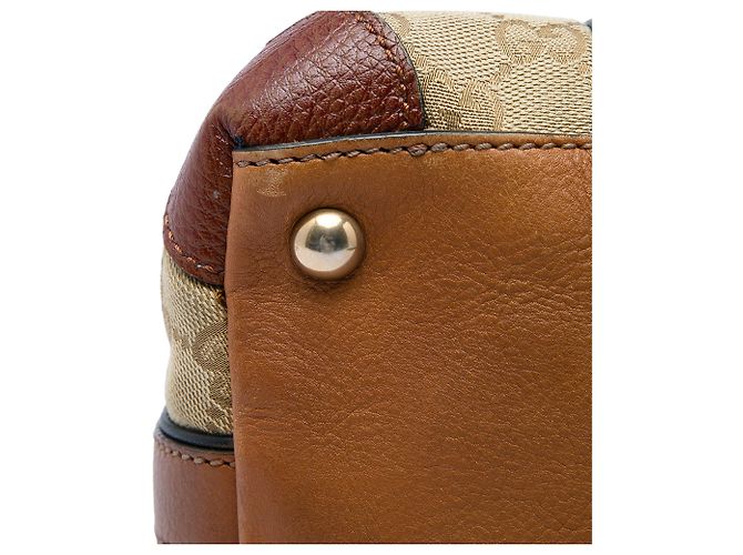 Borsa Gucci Rania con manico in tela GG beige e banda Web - vista 5