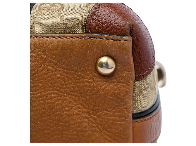 Borsa Gucci Rania con manico in tela GG beige e banda Web - vista 6