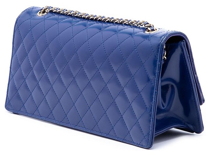 Chanel Blue CC gesteppte Lammleder East West Flap Clutch mit Kette - Ansicht 2
